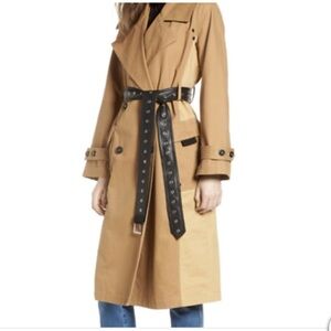 Cotton trench coat with leather belt